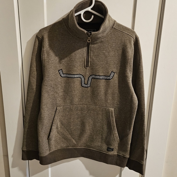 Kimes Ranch Filmore Quarter-Zip Sweatshirt - Olive Green - Size Small - Picture 1 of 9